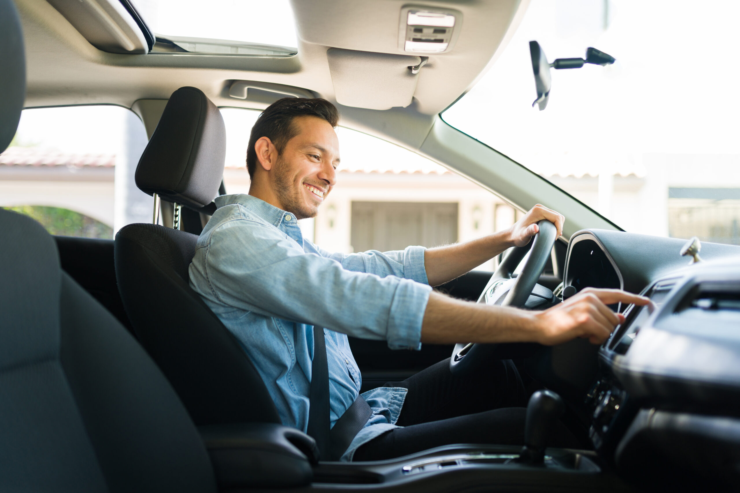 Handsome,Man,In,His,30s,Sitting,In,The,Driver's,Seat